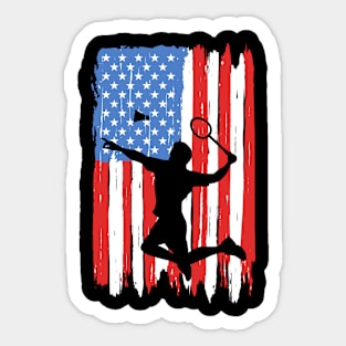 American Flag Badminton Graphic Sticker